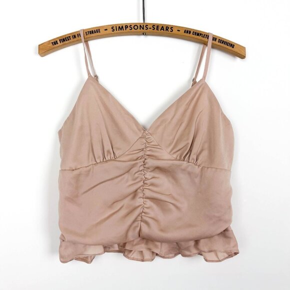 Active USA Womens Medium Blush Ruched Cropped Cami  Spaghetti Strap Festival - Picture 1 of 4